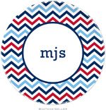 Boatman Geller - Personalized Melamine Plates (Chevron Blue & Red)