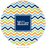 Boatman Geller - Personalized Melamine Plates (Chevron Blue Orange & Lime Preset)