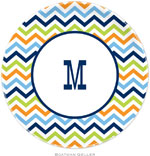 Boatman Geller - Personalized Melamine Plates (Chevron Blue Orange & Lime)