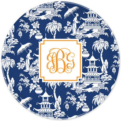 Boatman Geller - Personalized Melamine Plates (Pagoda Garden Navy)