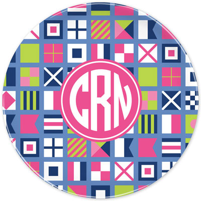 Boatman Geller - Personalized Melamine Plates (Nautical Flags Pink)