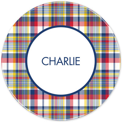 Boatman Geller - Personalized Melamine Plates (Classic Madras Plaid Navy & Red) Boatman Geller - Personalized Melamine Plates (Classic Madras Plaid Navy & Red)