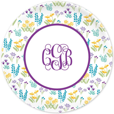 Boatman Geller - Personalized Melamine Plates (Flower Fields Purple)
