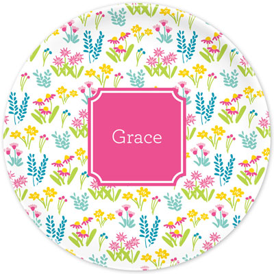 Boatman Geller - Personalized Melamine Plates (Flower Fields Pink)
