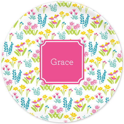 Boatman Geller - Personalized Melamine Plates (Flower Fields Pink)