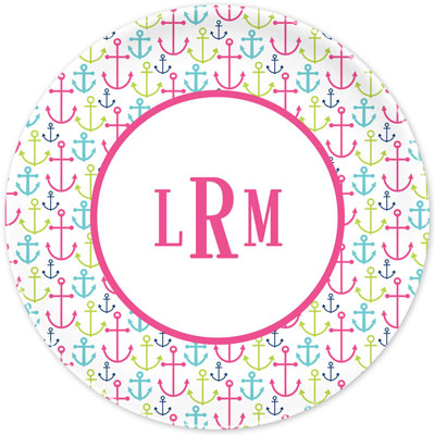 Boatman Geller - Personalized Melamine Plates (Happy Anchors Pink) Boatman Geller - Personalized Melamine Plates (Happy Anchors Pink)
