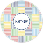 Boatman Geller - Personalized Melamine Plates (Seersucker Patch Blue)