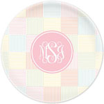 Boatman Geller - Personalized Melamine Plates (Seersucker Patch Light Pink)