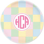 Boatman Geller - Personalized Melamine Plates (Seersucker Patch Pink)