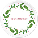 Boatman Geller - Personalized Melamine Plates (Holly Wreath)