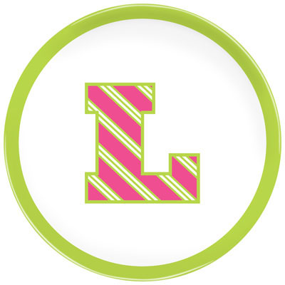 Boatman Geller - Personalized Melamine Plates (Initial Repp Tie Raspberry/Lime) Boatman Geller - Personalized Melamine Plates (Initial Repp Tie Raspberry/Lime)