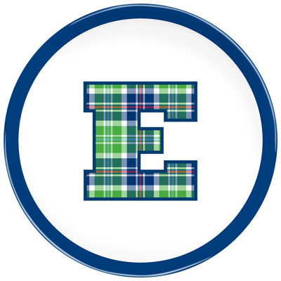 Boatman Geller - Personalized Melamine Plates (Initial Plaid Navy/Kelly) Boatman Geller - Personalized Melamine Plates (Initial Plaid Navy/Kelly)