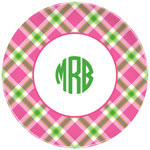 Boatman Geller - Personalized Melamine Plates (Ashley Plaid Pink)
