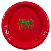 Merry Christmas Script Holiday Plastic Plates