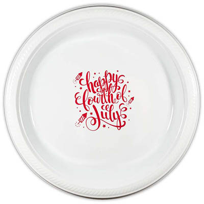 Happy Fourth of July Script Plastic Plates Happy Fourth of July Script Plastic Plates