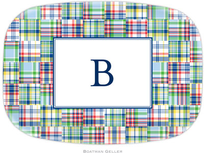 Boatman Geller - Personalized Melamine Platters (Madras Patch Blue)