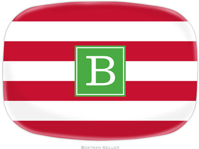 Boatman Geller - Personalized Melamine Platters (Awning Stripe Red Preset - Holiday)