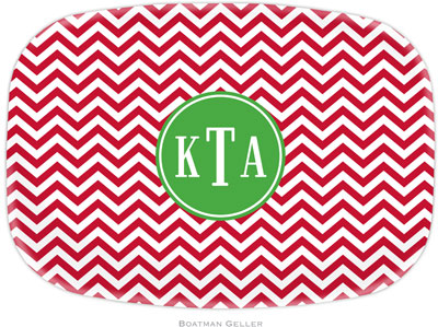 Boatman Geller - Personalized Melamine Platters (Chevron Red Preset - Holiday)