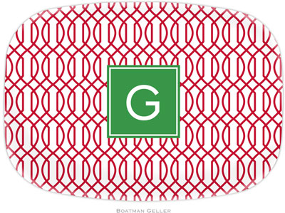 Boatman Geller - Personalized Melamine Platters (Trellis Reverse Cherry Preset - Holiday)