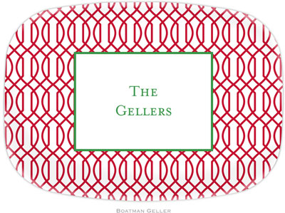 Boatman Geller - Personalized Melamine Platters (Trellis Reverse Cherry - Holiday)