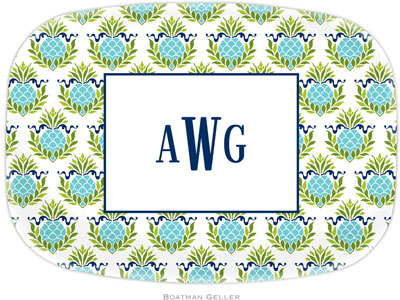 Boatman Geller - Personalized Melamine Platters (Pineapple Repeat Teal)