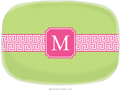 Boatman Geller - Personalized Melamine Platters (Greek Key Band Pink Preset)