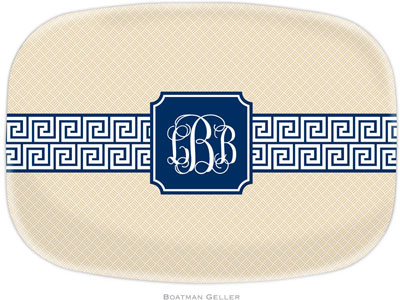 Boatman Geller - Personalized Melamine Platters (Greek Key Band Navy Preset) Boatman Geller - Personalized Melamine Platters (Greek Key Band Navy Preset)