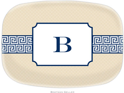 Boatman Geller - Personalized Melamine Platters (Greek Key Band Navy) Boatman Geller - Personalized Melamine Platters (Greek Key Band Navy)