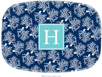 Boatman Geller - Personalized Melamine Platters (Coral Repeat Navy Preset)