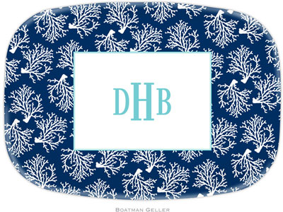 Boatman Geller - Personalized Melamine Platters (Coral Repeat Navy)