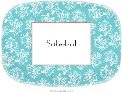 Boatman Geller - Personalized Melamine Platters (Coral Repeat Teal)