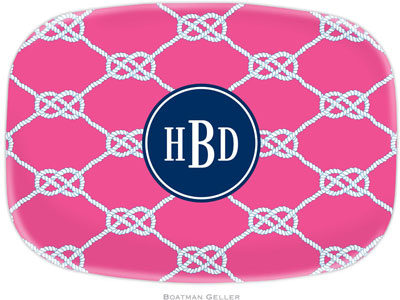 Boatman Geller - Personalized Melamine Platters (Nautical Knot Raspberry Preset)