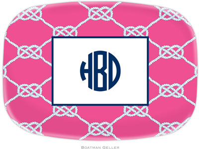 Boatman Geller - Personalized Melamine Platters (Nautical Knot Raspberry)