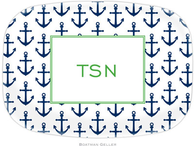 Boatman Geller - Personalized Melamine Platters (Anchors Navy)