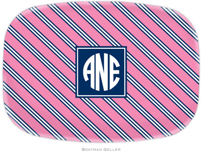 Boatman Geller - Personalized Melamine Platters (Repp Tie Pink & Navy Preset) Boatman Geller - Personalized Melamine Platters (Repp Tie Pink & Navy Preset)