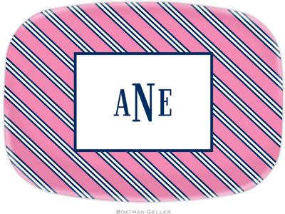 Boatman Geller - Personalized Melamine Platters (Repp Tie Pink & Navy) Boatman Geller - Personalized Melamine Platters (Repp Tie Pink & Navy)