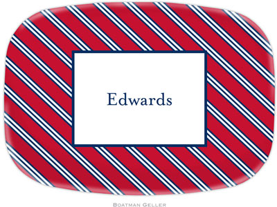 Boatman Geller - Personalized Melamine Platters (Repp Tie Red & Navy) Boatman Geller - Personalized Melamine Platters (Repp Tie Red & Navy)
