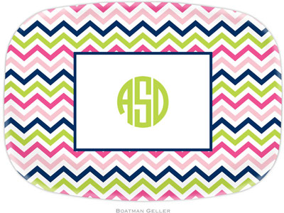 Boatman Geller - Personalized Melamine Platters (Chevron Pink Navy & Lime) Boatman Geller - Personalized Melamine Platters (Chevron Pink Navy & Lime)