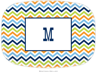 Boatman Geller - Personalized Melamine Platters (Chevron Blue Orange & Lime) Boatman Geller - Personalized Melamine Platters (Chevron Blue Orange & Lime)
