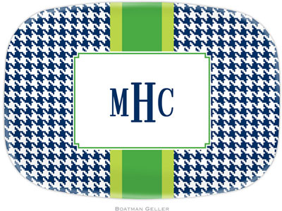 Boatman Geller - Personalized Melamine Platters (Alex Houndstooth Navy)