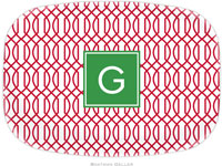 Boatman Geller - Personalized Melamine Platters (Trellis Reverse Cherry Preset - Holiday)