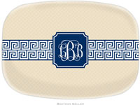 Boatman Geller - Personalized Melamine Platters (Greek Key Band Navy Preset)