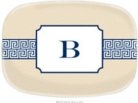 Boatman Geller - Personalized Melamine Platters (Greek Key Band Navy)