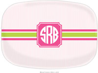 Boatman Geller - Personalized Melamine Platters (Seersucker Band Pink & Green)