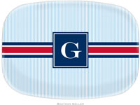 Boatman Geller - Personalized Melamine Platters (Seersucker Band Red & Navy)