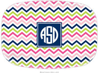 Boatman Geller - Personalized Melamine Platters (Chevron Pink Navy & Lime Preset)