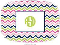 Boatman Geller - Personalized Melamine Platters (Chevron Pink Navy & Lime)