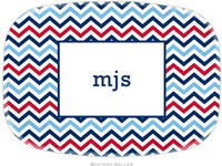 Boatman Geller - Personalized Melamine Platters (Chevron Blue & Red)