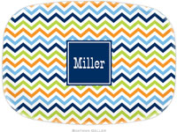 Boatman Geller - Personalized Melamine Platters (Chevron Blue Orange & Lime Preset)