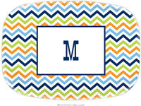 Boatman Geller - Personalized Melamine Platters (Chevron Blue Orange & Lime)